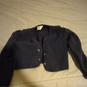 St John Navy Cropped Cardigan XS